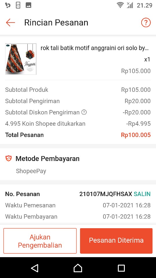 Rok Tali Batik Motif Anggraini Ori Solo By Svj