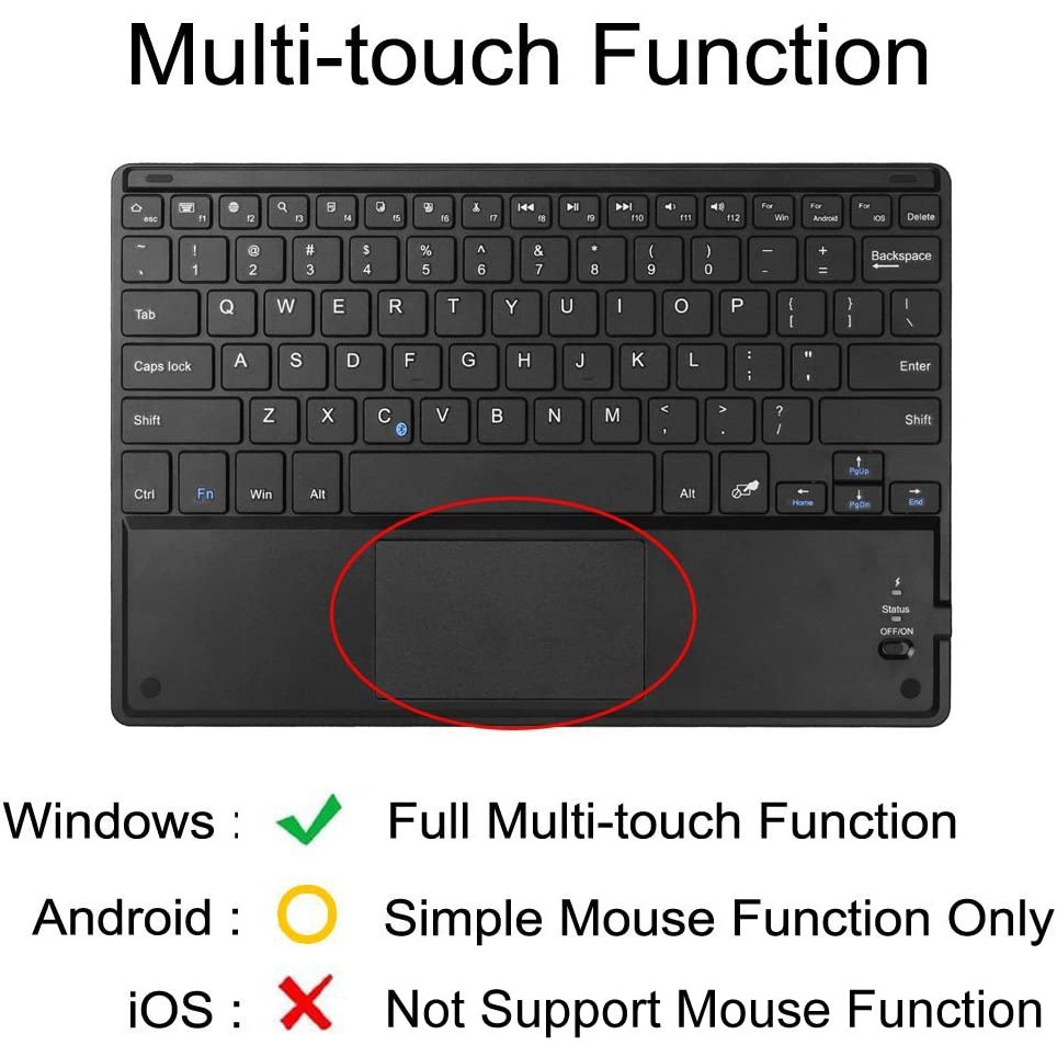 Keyboard wireless Bluetooth 10 inch lengkap dengan mouse touchpad size