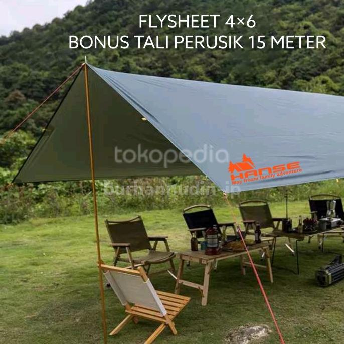 flysheet kenopi 4x6M ultralight waterproof 19 lobang, 19 holle