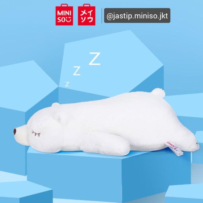 MINISO Boneka LARGE SIZE Lying Polar Bear (sz. 52cm) *****Terbaru******