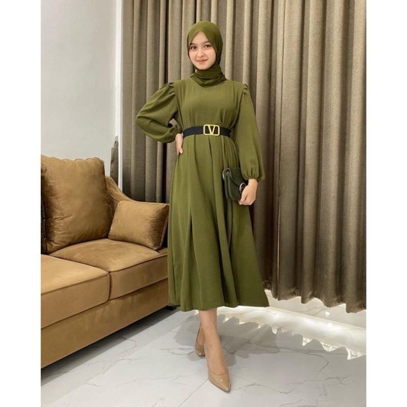 [ free belt ] DEWI DRESS CAMILA MIDI DRESS VIRAL DRESS MUSLIMAH KEKINIAN