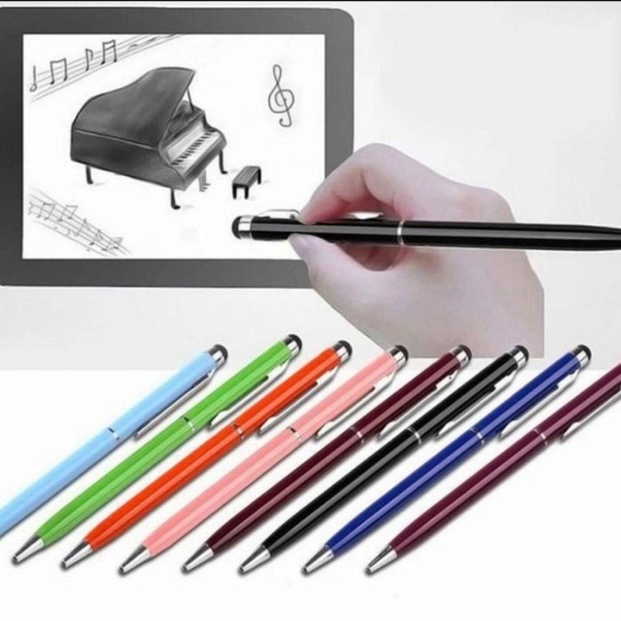 Stylus Pen 2 in 1 Pulpen Pena untuk HP Touch Screen Android ipad Smartphone Tinta Kertas Pena  HP Layar Sentuh