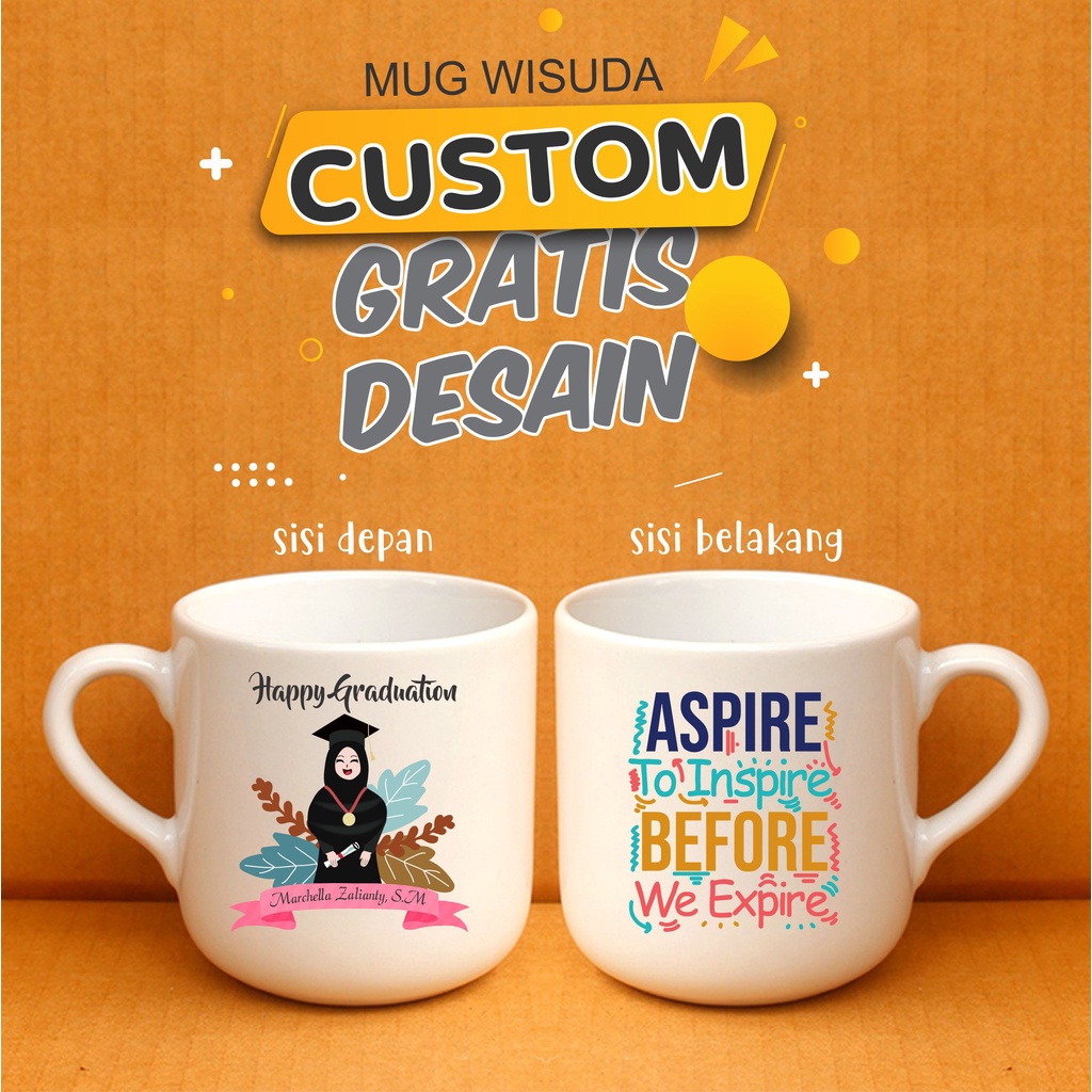 Jual KADO MUG WISUDA (Mug Tea) // Graduation Gift BISA GANTI FOTO, NAMA