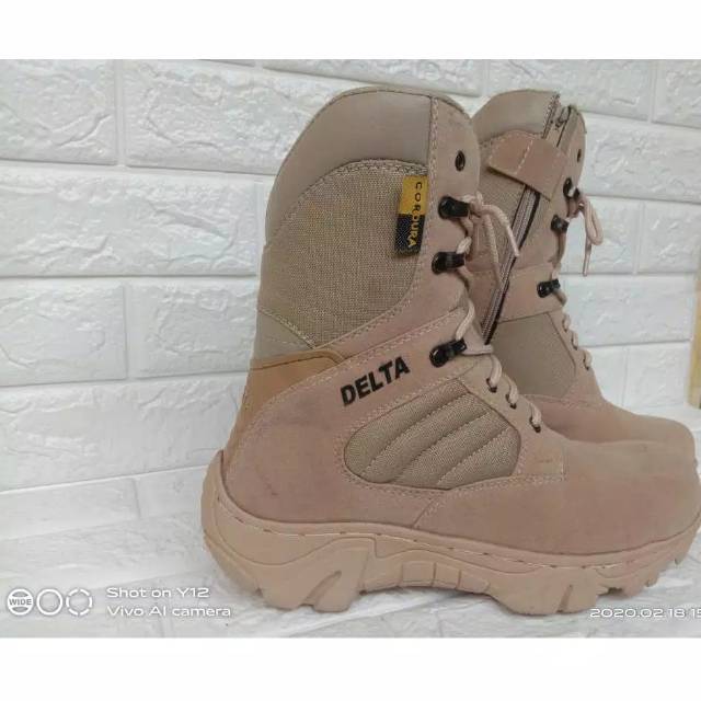 [ BISA COD ] Sepatu Boots pria Delta Cordura 8inci ujung besi d pakai TNI/TENTARA