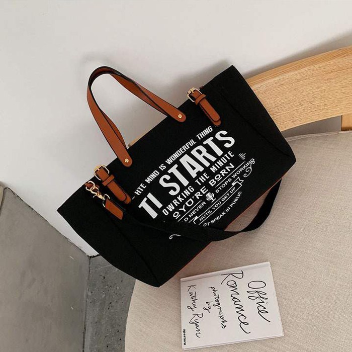 SZ3604 Tas Tote Wanita Import Kanvas Kapasitas Besar