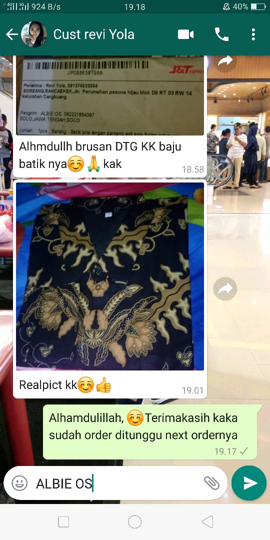 Batik Pria Lengan Panjang Asli Solo Furing Katun Rajasa Hitam