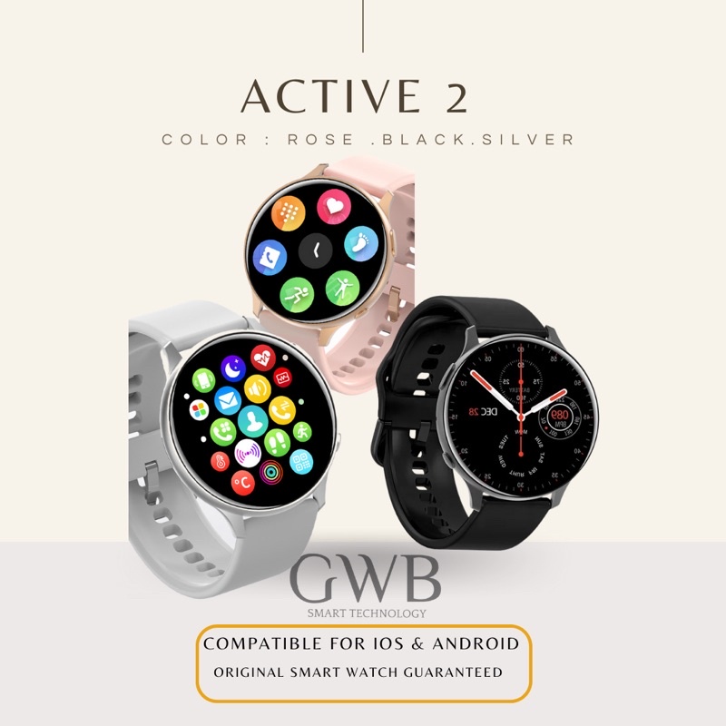 BERGARANSI✅ ACTIVE 2 +FREE STRAP ‼️ ( BLUETOOTH CALL , WALLPAPER) SMARTWATCH