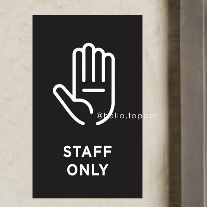 

Sign In label Staff Only Acrylic Timbul & Stiker cuting - Dasar Putih Stiker Cuting Elegan
