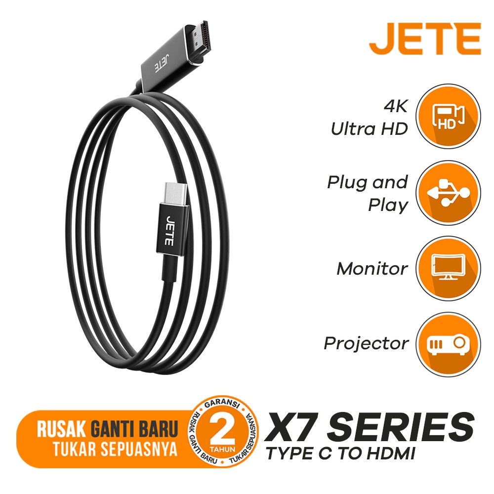 Converter HDMI Male To Type C JETE X7 - Konverter Usb Male to Tipe C - Garansi 2 Tahun