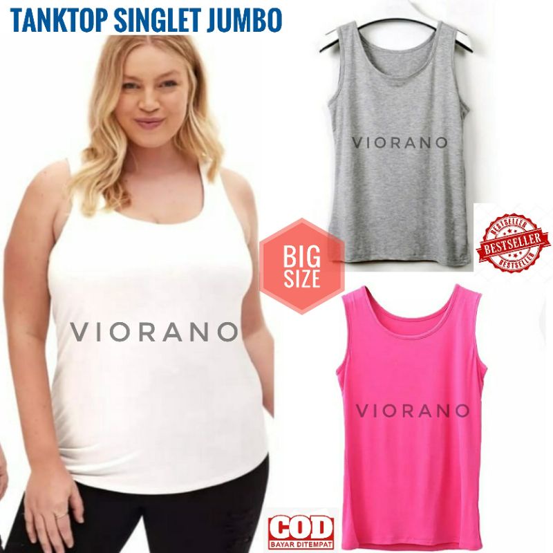 Jumbo Tanktop Singlet Tali Lebar Tentop Kaos Ld Besar Tengtop Ukuran Besar XXL Adem Super Big Size