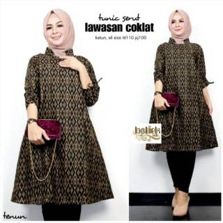 Tunik zipper  baju  batik  pakaian wanita fallizt Shopee 