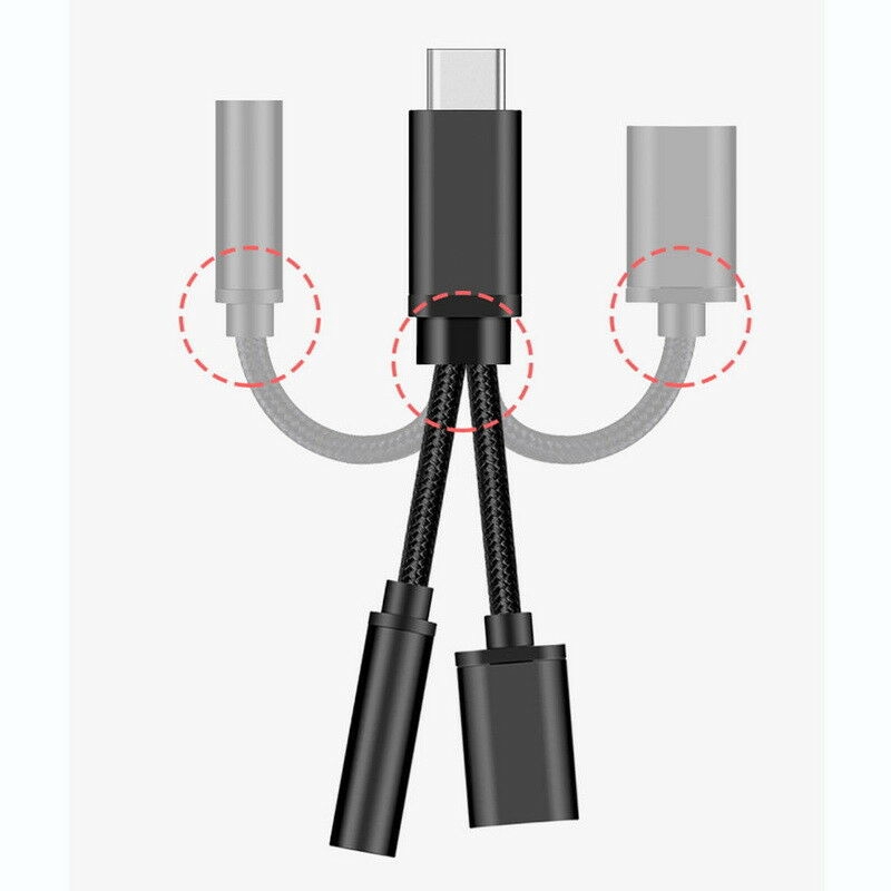 Splitter USB-C Tipe C Ke 3.5mm Aux Audio Headphone Charging Cable Adapter Jack Chargers