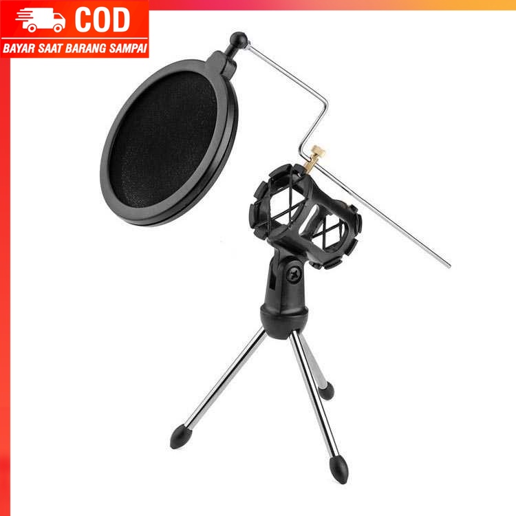 (100% BARANG ORI) Zeepin Mini Tripod Stand Mikrofon Universal dengan Pop Filter - PS-05