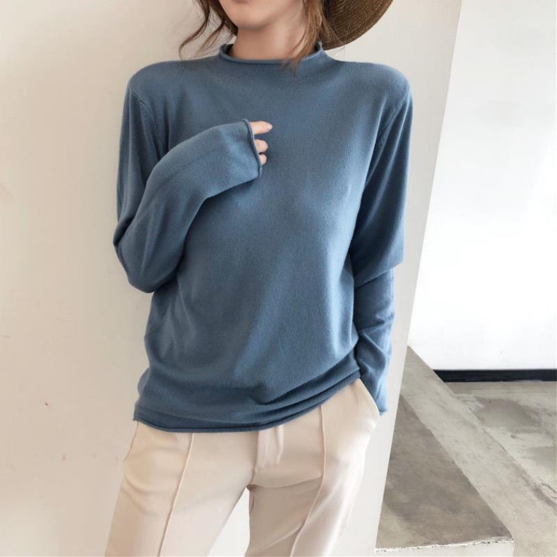 Sweater rajut setengah turtleneck longgar wanita musim gugur