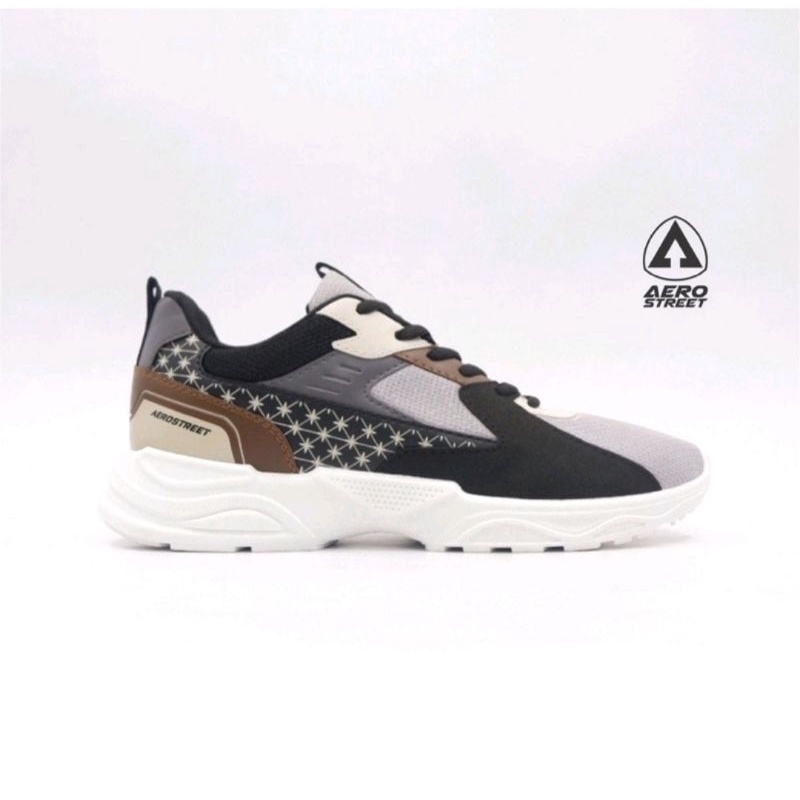 Limited Edition Aerostreet 40-43 BATIK ABU HITAM - Sepatu Sneakers Casual Sport Pria Wanita Aero Str