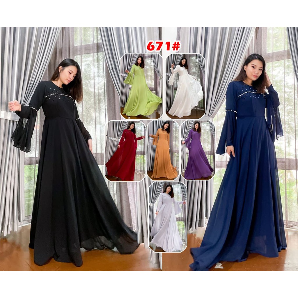 671# Dress muslim fashion wanita / gamis ceruty fashion wanita