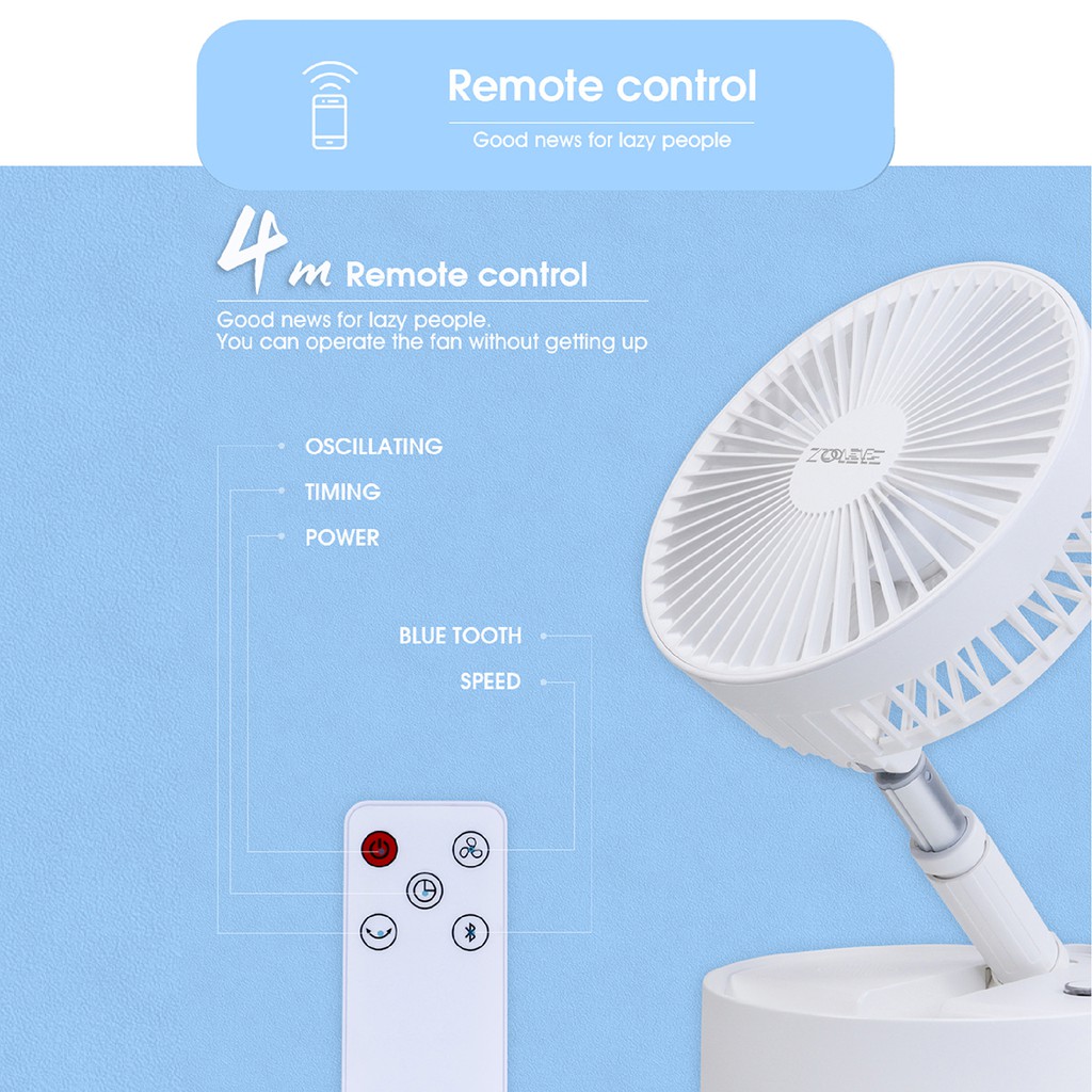 Zolele Folding P10S Fan USB Rechargeable Fan Office Household Bluetooth Speaker Foldable Telescopic