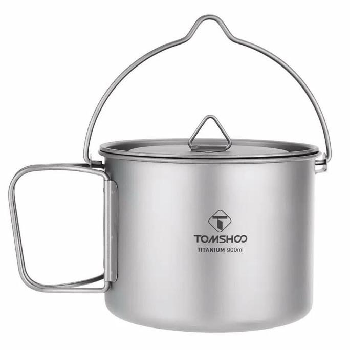 TERMURAH Titanium pot Tomshoo 900ml mug cup with lid handle and foldable