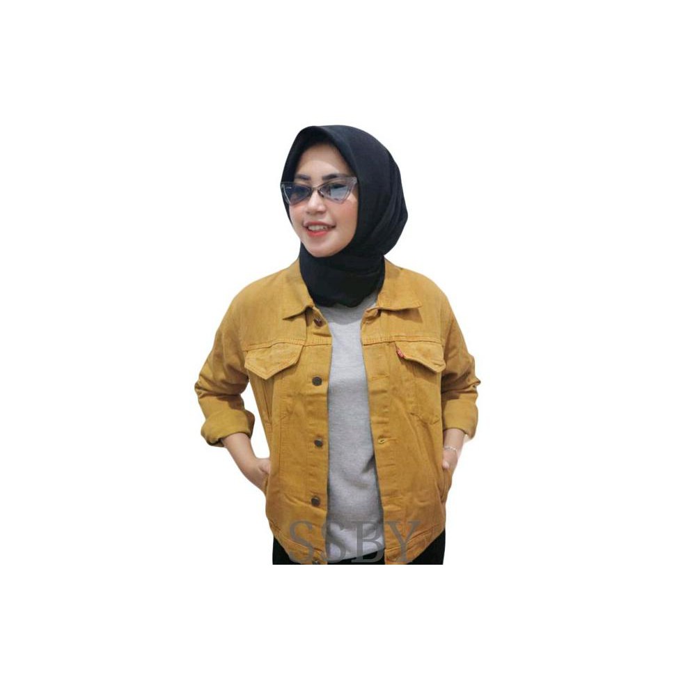 JAKET CEWEK jaket jeans levis cewek wanita hijau army coklat sandwash brown merah maron