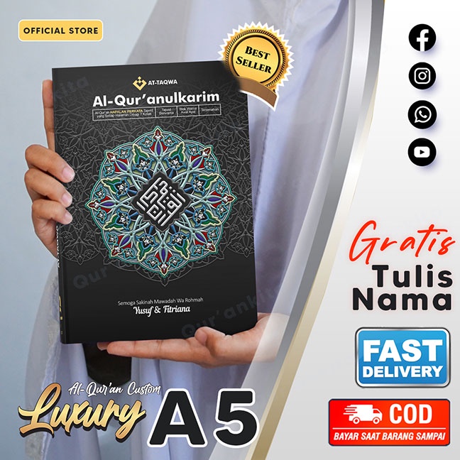 Qur'an Custom luxury A5 | At-Taqwa | Gratis Tulis Nama