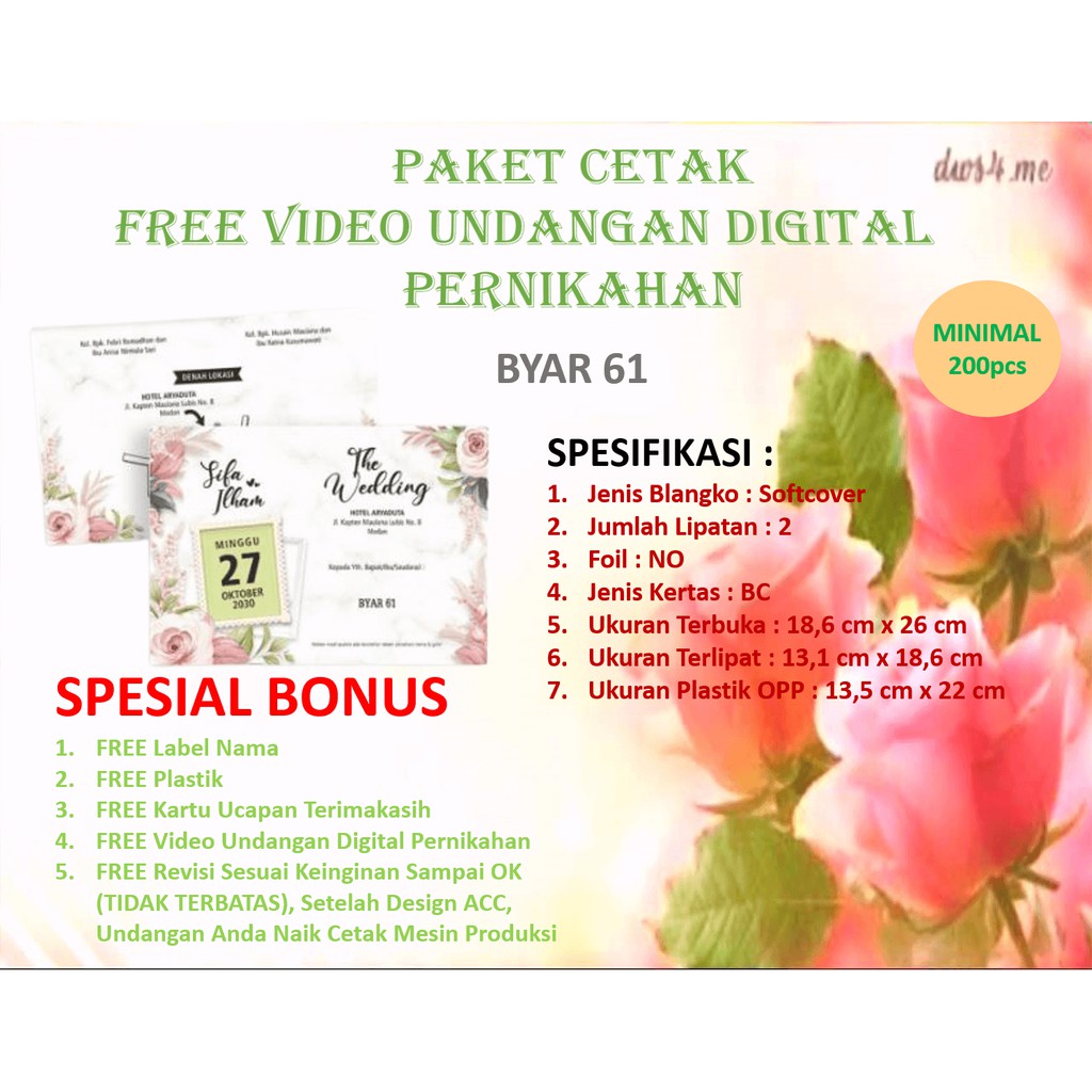 Paket Cetak FREE Video Undangan Digital Pernikahan BYAR 61
