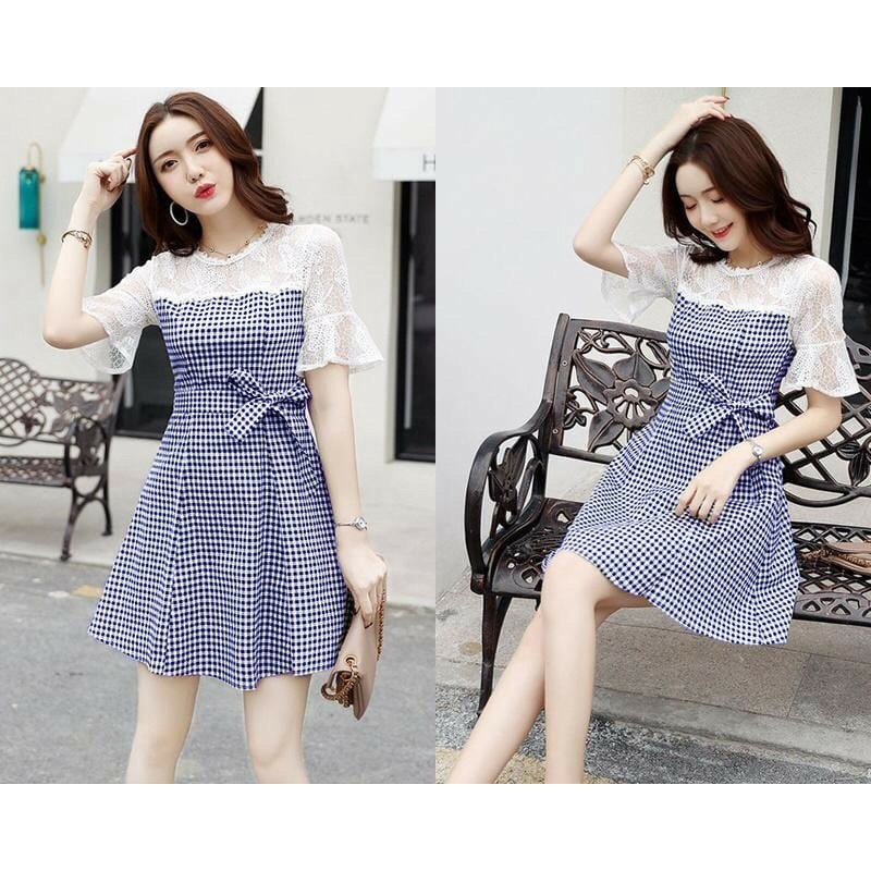 ZRS Dress Chikita UK Fit L To XL LD 100 CM PJ 85 CM Katun Kombinasi Brukat