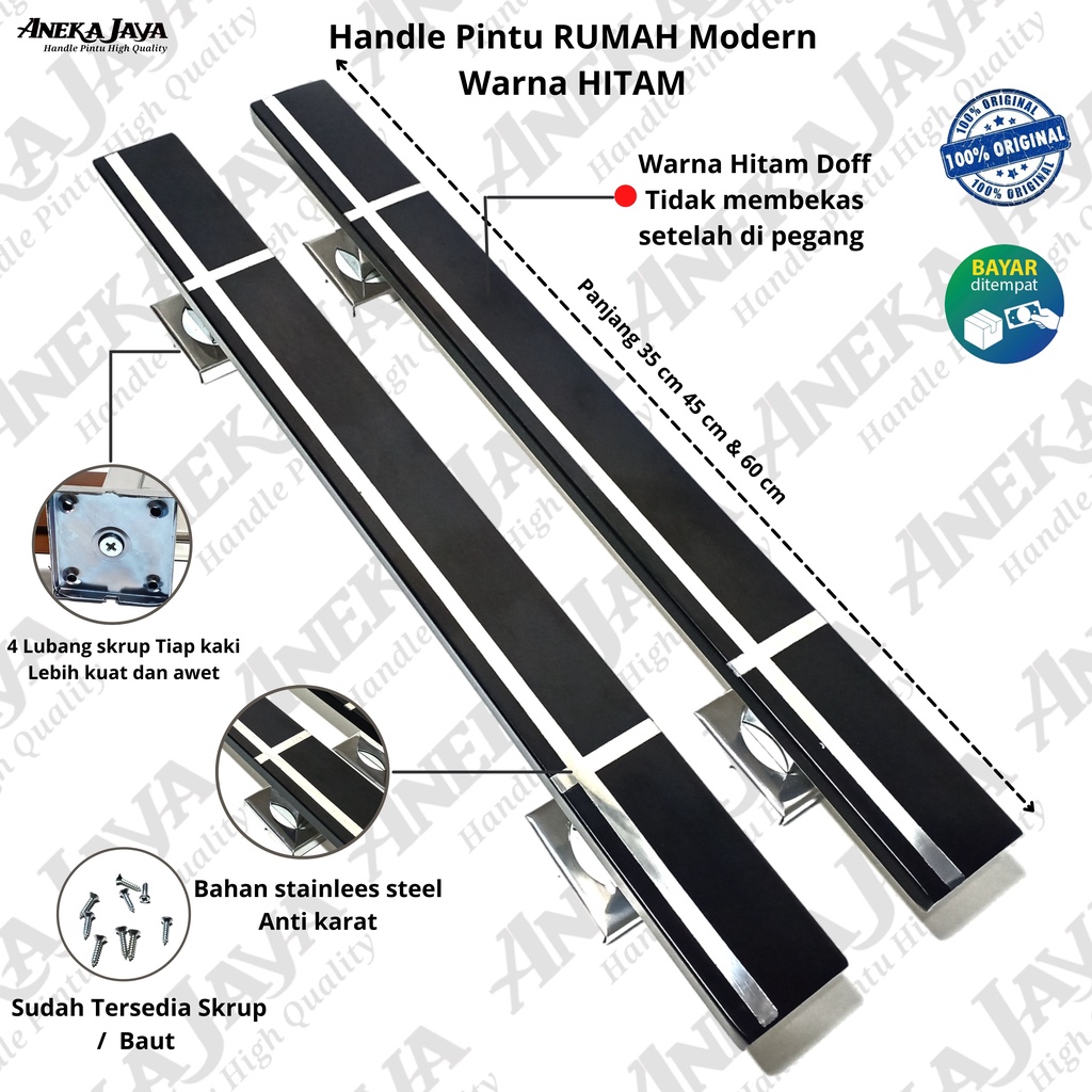 Handle Pintu rumah panjang 35 cm 45 cm 60 cm Tarikan Pintu Gagang Pintu rumah minimalis hitam