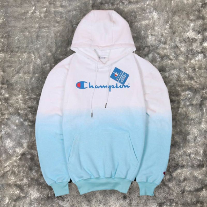 JAKET HOODIE CHAMPION WHITE BLUE