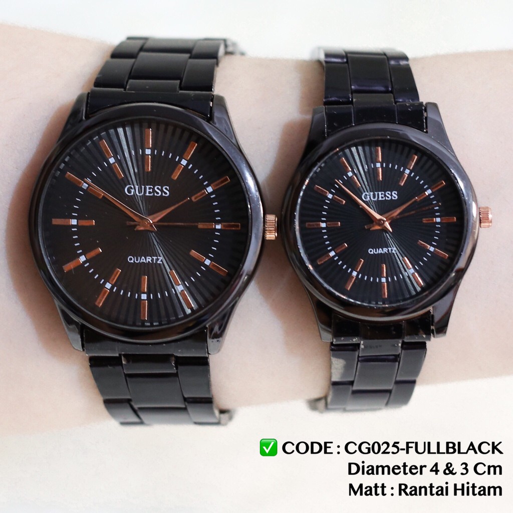 Jam tangan COUPLE rantai murah wanita pria silver free baterai cadangan grosir CG025