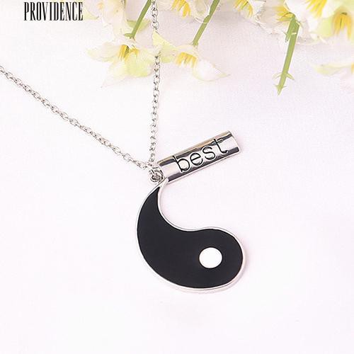 2 Pcs / Set Sahabat Tai Chi Yin Yang Diukir Bar Pendant Split Kalung Hadiah