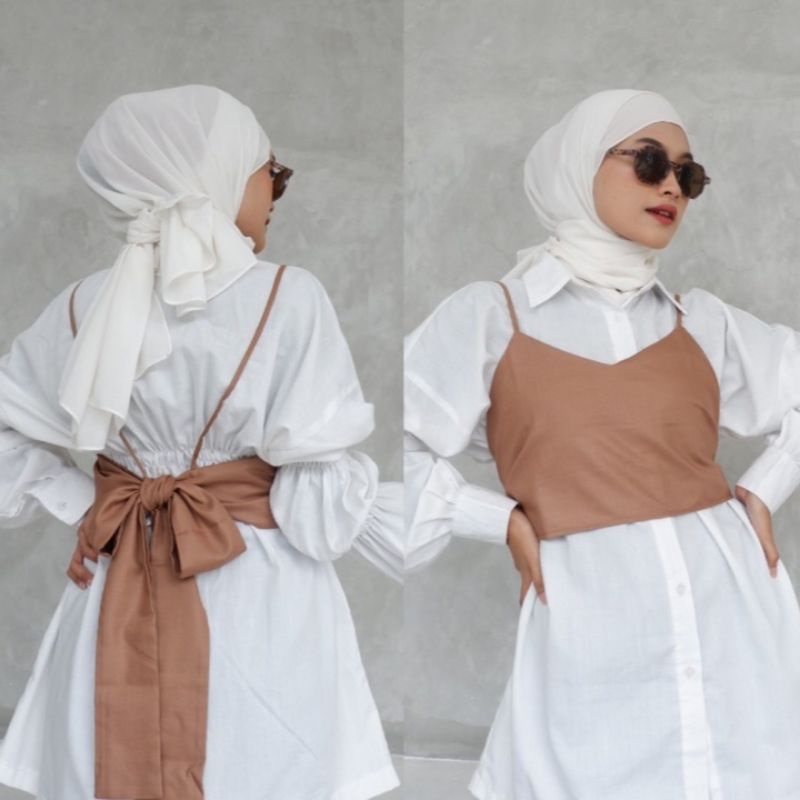 CROP TOP VEST BROWN / CROP TOP TALI BELAKANG / VEST TALI BELAKANG