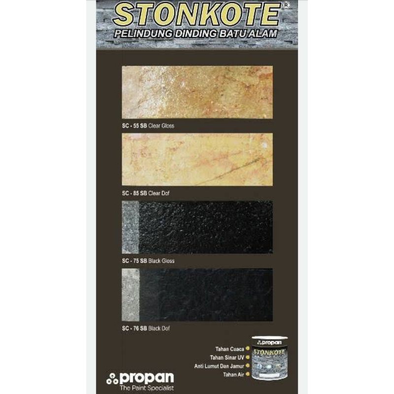 PROPAN STONEKOTE WARNA BLACK GLOSS SC-75 SB / VERNIS BATU ALAM STONECARE