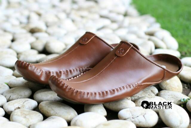 COD TERLARIS- SEPATU SLOP KULIT ASLI ! BLACKMASTER BUSTONG Slop Original CH1