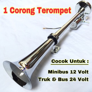 Klakson Angin 1 Corong Terompet 12v &amp; 24v 43cm Air Horn Mobil Truck Engkel Container Minibus