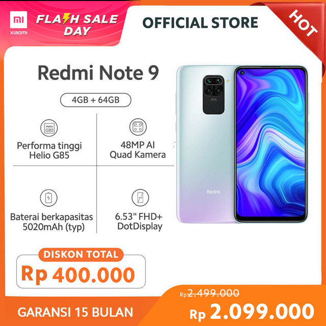 Redmi Note 9 (4GB+64GB) HelioG85 48MP QuadKamera 5020mAh 6