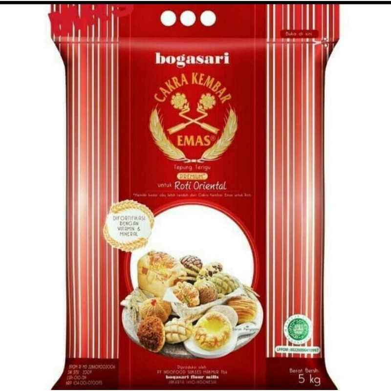 

Tepung cakra kembar emas premium roti oriental 5kg