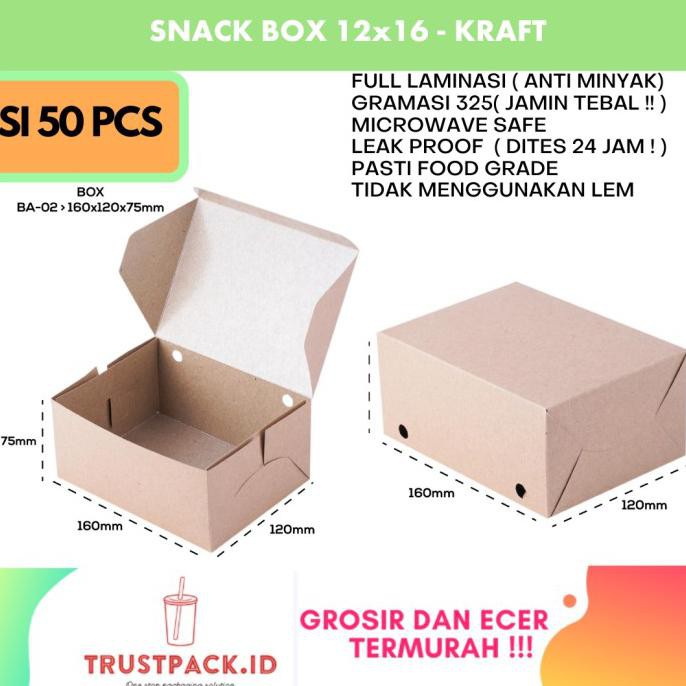 

BARU DUS KUE 12X16 KRAFT / KOTAK KARDUS KUE / DUS SNACK / BOX SNACK