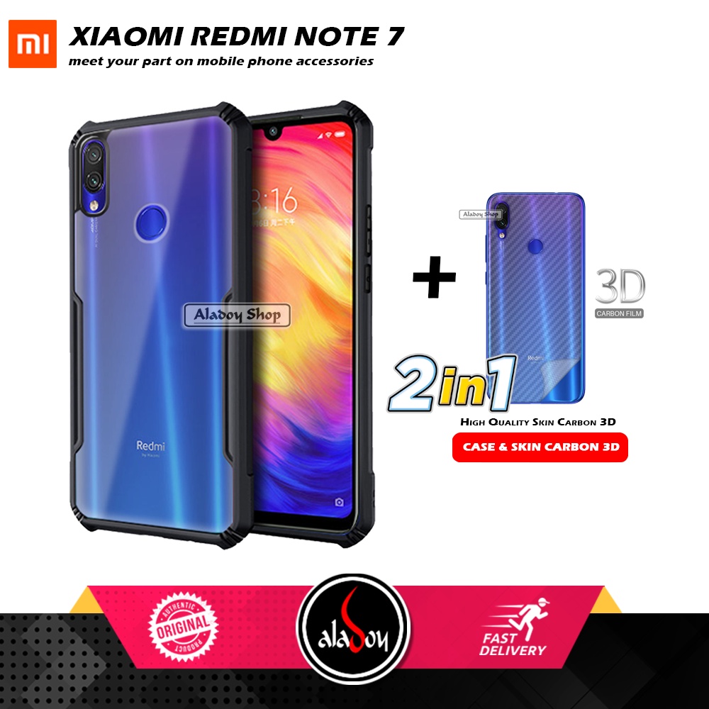 Case XIAOMI REDMI NOTE 7 Armor Fusion Transparent Casing Free Skin Carbon 3D