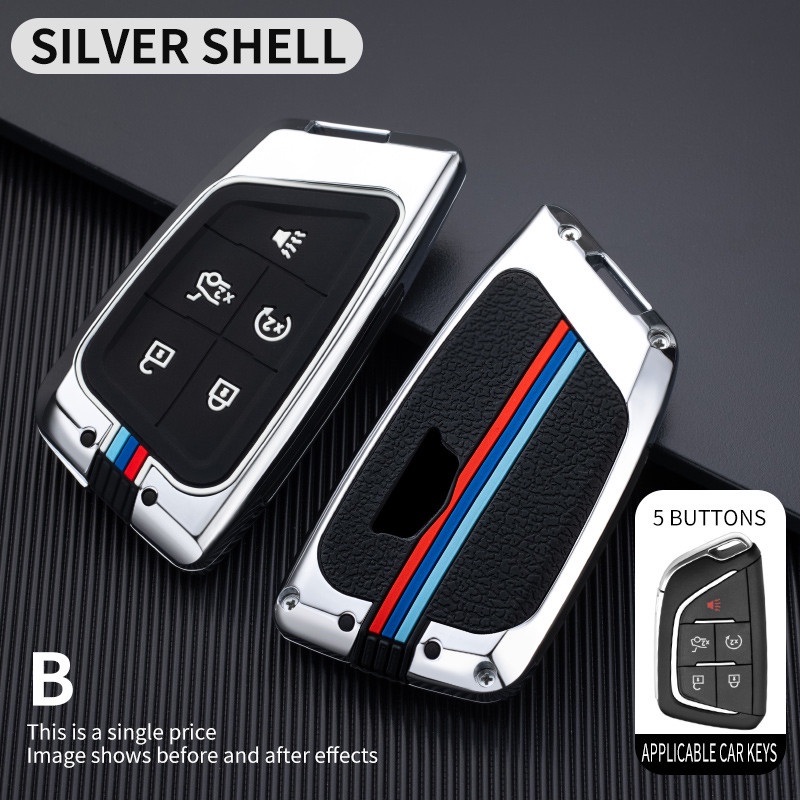 Case Holder Kunci Remote Mobil Keyless 5 Tombol Bahan Zinc Alloy Untuk Cadillac CT5 2019 2020