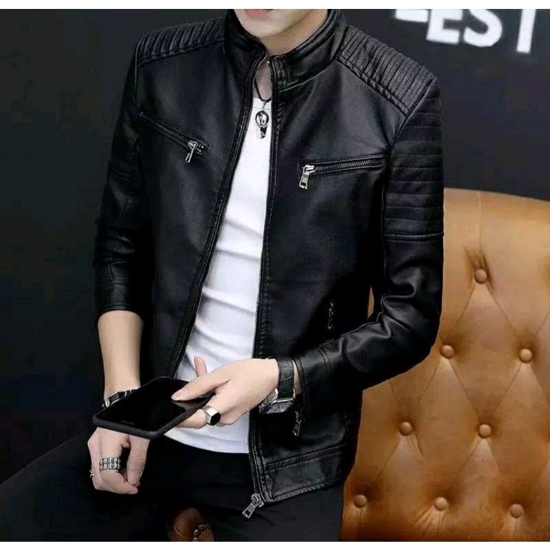 Jaket Kulit Domba Asli Pria Elegant Brownie ARL 033 Silverstone RFLA Ariel Noah 90