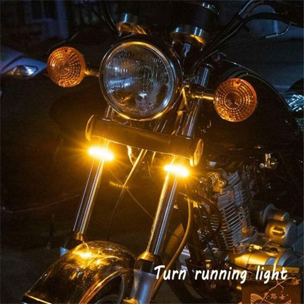 Lanfy Lampu Sein Sepeda Motor Universal Dual Color Amber White Flexible LED Light strip Motor Flasher Light