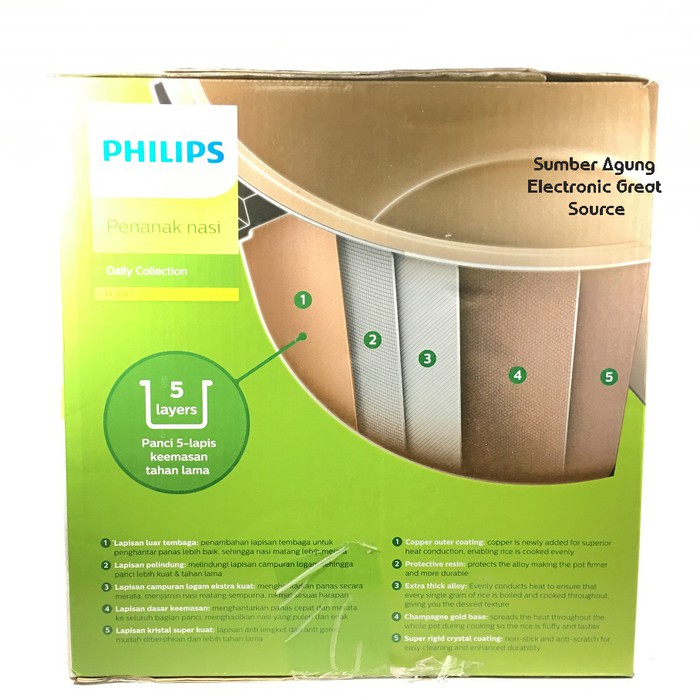 Philips HD3119 Rice Cooker 3119 Penanak Nasi Panci Tebal 5 Lapis