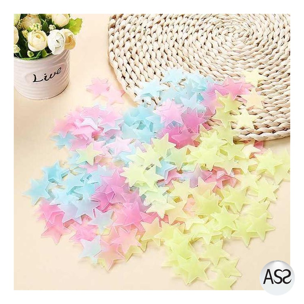 ASS Shop - Stiker Dekorasi Bintang Glow in Dark 3cm 100PCS