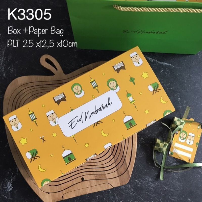 

Kotak Kue Dus Lebaran Eid Mubarak Box Idul Fitri free kartu ucapan dan paperbag /goodiebag 25x12x10