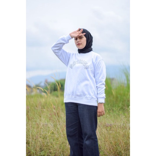 NOTHING TEXT SWEATER UNISEX KEKINIAN TERLARIS&quot;