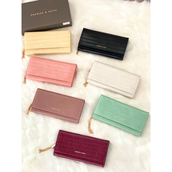 CK Croc-Effect Metal Tassel Long Wallet