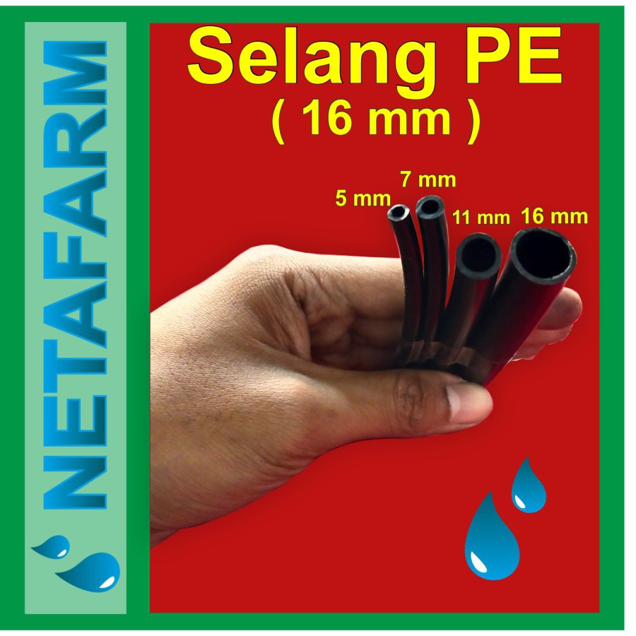 Selang PE 16 mm Hitam - Fertigasi / Irigasi / Hidroponik ( 1 Meter )