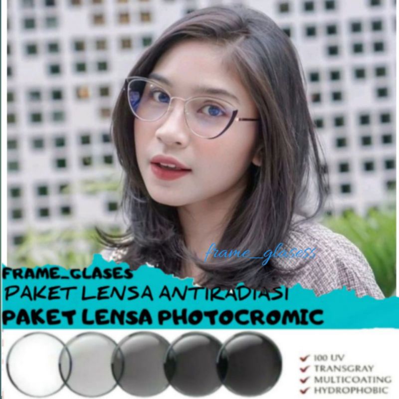 KACAMATA WANITA 95721 KACAMATA PHOTOCROMIC KACAMAT ANTIRADIASI NORMAL/MINUS