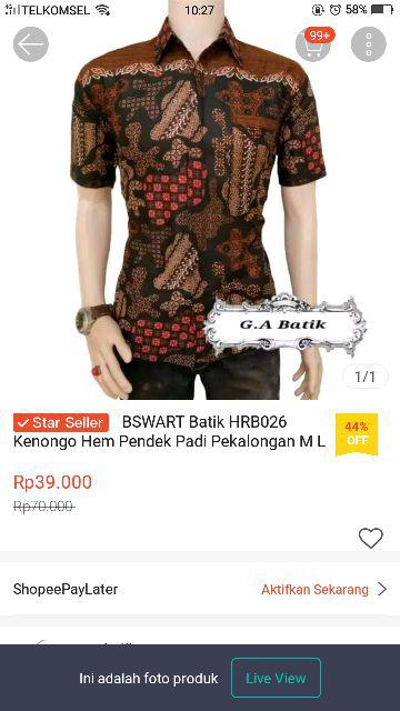 Bswart Batik Hrb026 Kenongo Hem Pendek Padi Pekalongan M L Xl Batik Pria Murah Modern Grosir