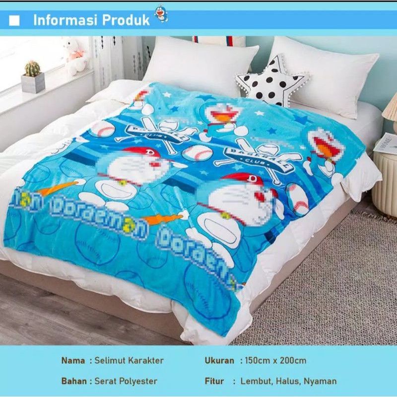 Selimut Balita Karakter Ukuran 150 x 200 cm Bahan Fleece Lembut Murah Bagus